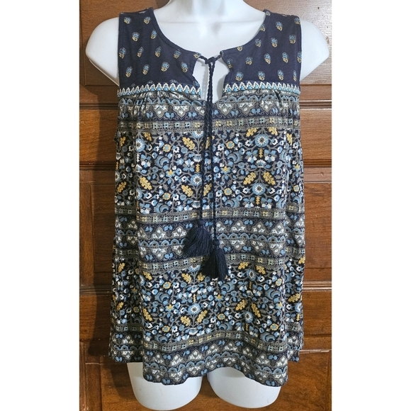 Lucky Brand Beaded Detail Tassle Tie Tank Top - Picture 1 of 10